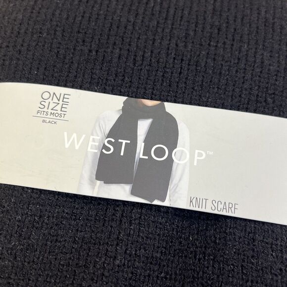 West Loop Knit Scarf LOT 2 Black & Gray Rayon Bled One Size Fits Most 67” Long - Picture 5 of 9